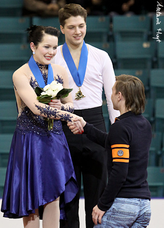 Poulin &amp; Servant receive their flowers from Shawn Sawyer