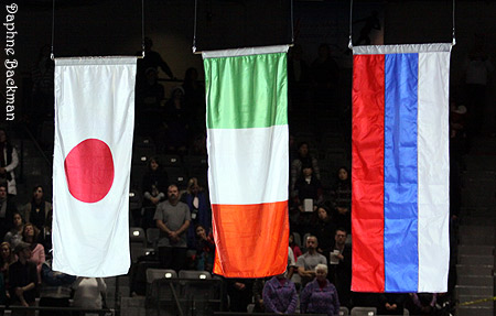 The Ladies Senior Grand Prix Finalists' Flags are Raised