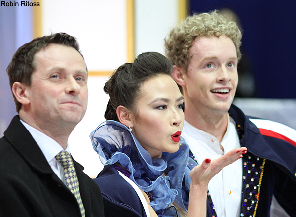 Madison Chock & Evan Bates with coach Igor Shpilband