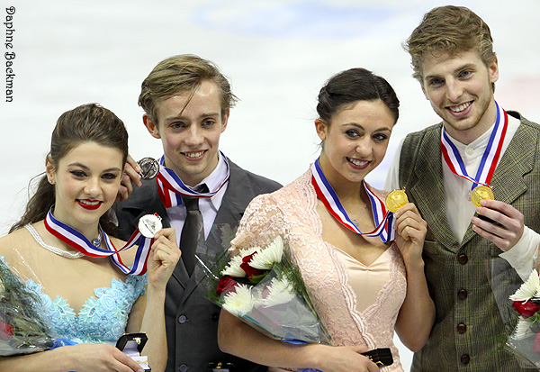 Kaitlin Hawayek & Jean-Luc Baker (Silver) and Alexandra Aldridge & Daniel Eaton (Gold)