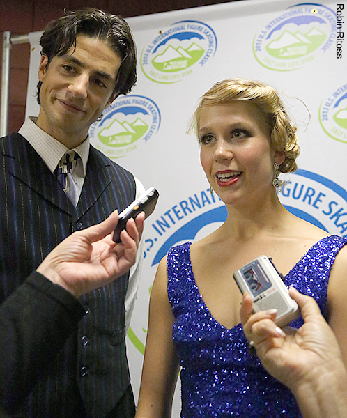 Kaitlyn Weaver & Andrew Poje (CAN) in the mixed zone after dance practice