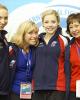 Agnes Zawadzki, Gracie Gold, Courtney Hicks with Team Leaders Lorrie Parker and Jenny Mast