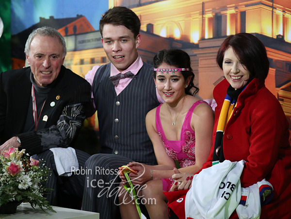 Cortney Mansour & Michal Ceska (CZE) with coaches Jon & Carol Lane