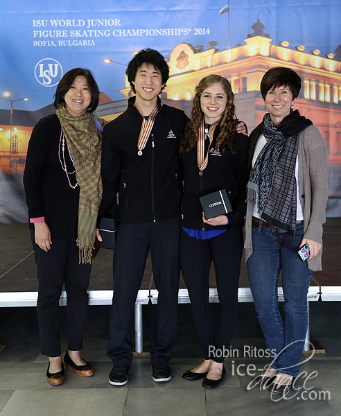 Madeline Edwards & ZhaoKai Pang (CAN) with their moms, Daphne & Katarina 