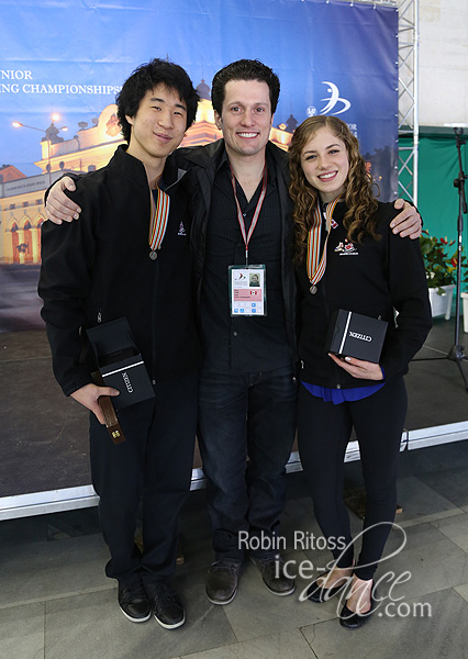 Madeline Edwards & ZhaoKai Pang (CAN) with coach Aaron Lowe