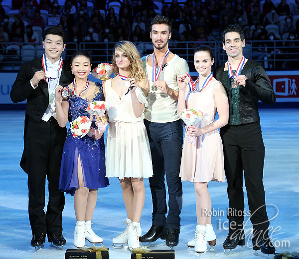 Shibutani & Shibutani (silver); Papadakis & Cizeron (gold); Cappellini & Lanotte (bronze)