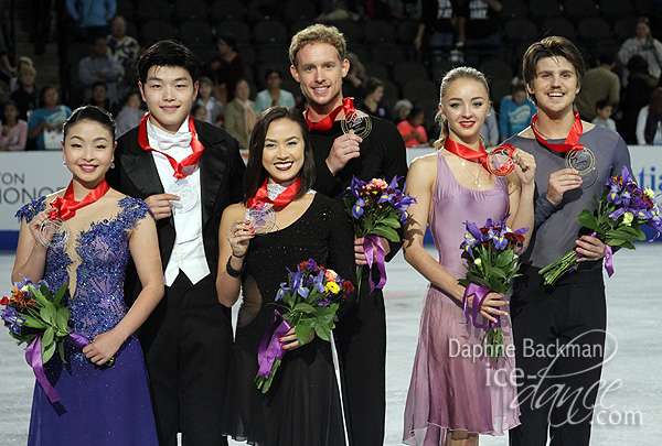 Chock & Bates (gold); Shibutani & Shibutani (silver); Stepanova & Bukin (bronze)