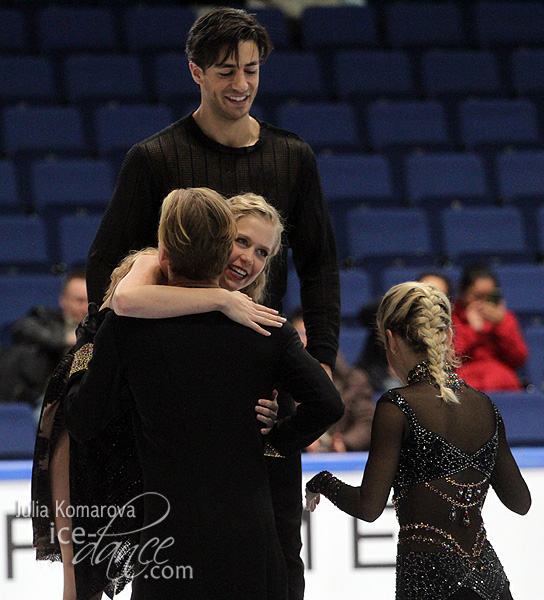 Tobias & Tkachenko (ISR) congratulate Weaver & Poje (CAN)