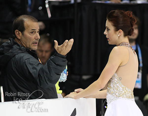Rafael Arutunian gives last minute advice to Ashley Wagner
