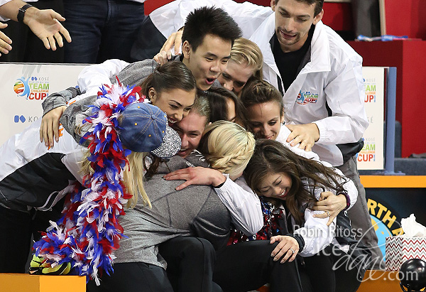 Team North America hug