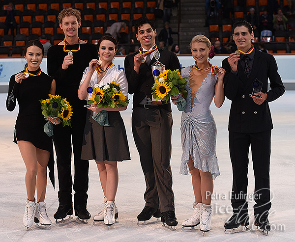 Chock & Bates (USA - silver), Cappellini & Lanotte (ITA - gold), and Gilles & Poirier (CAN - bronze)