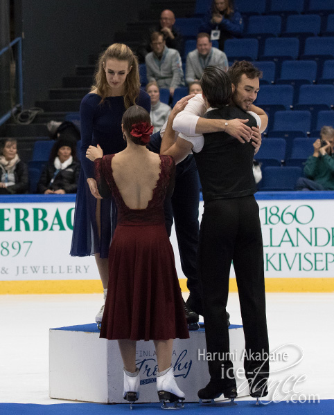 Gadbois training mates exchange congratulatory hugs