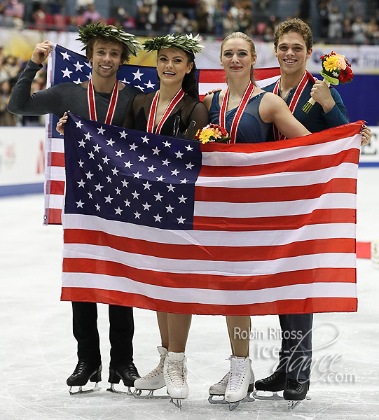 Team USA's Hawayek & Baker (gold) and Parsons & Parsons (bronze)