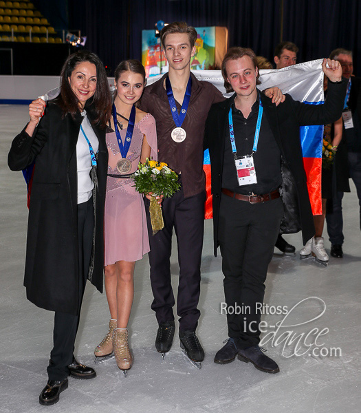 Sofia Shevchenko & Igor Eremenko (RUS) with their coaches