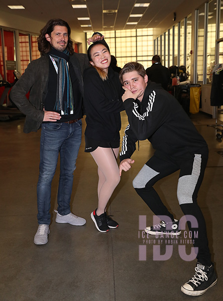 Maxine Weatherby & Temirlan Yerzhanov (KAZ) with coach John Kerr