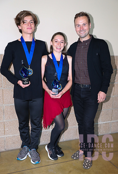 Oona & Gage Brown with coach Joel Dear